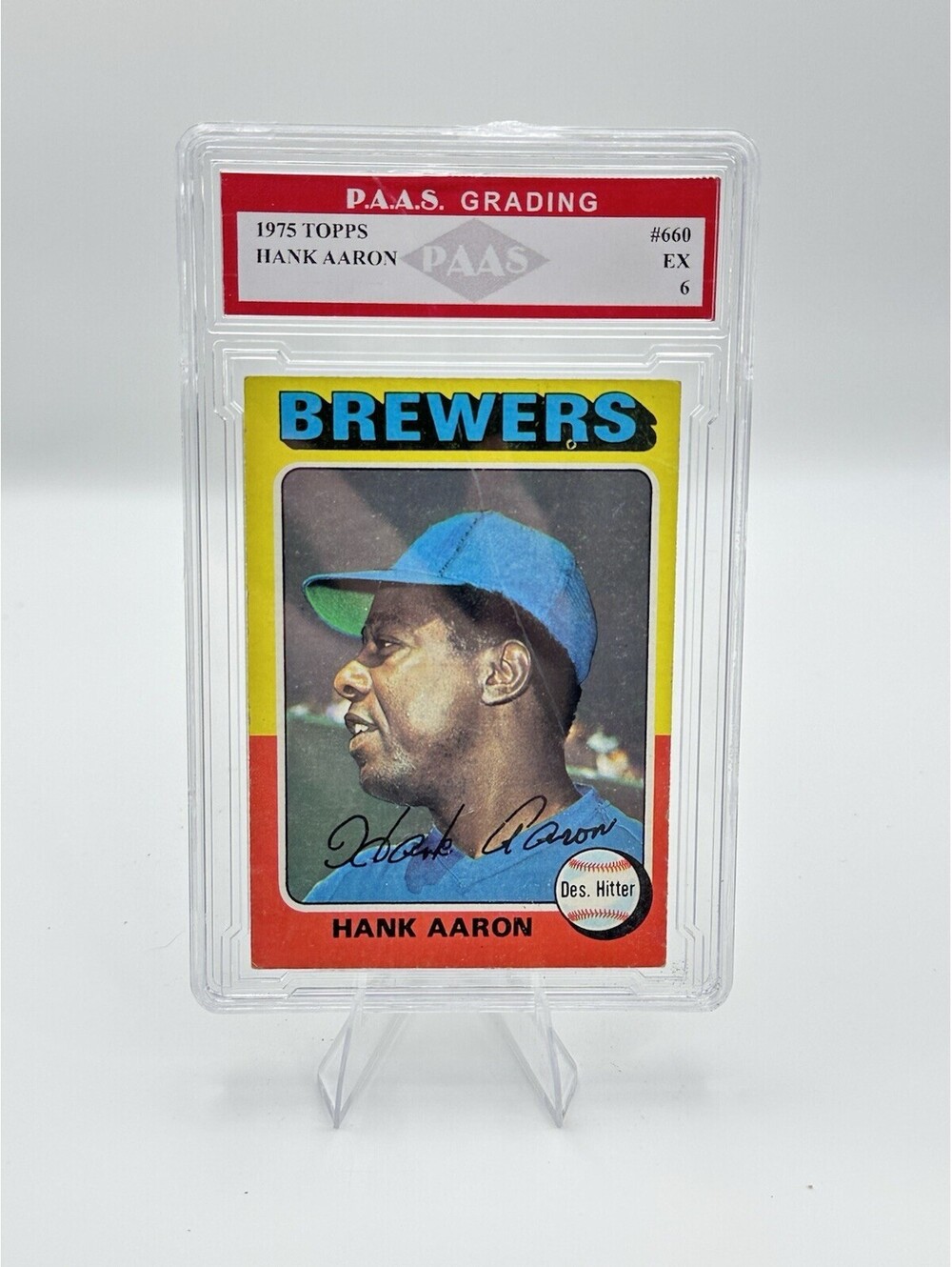 1975 Topps Hank Aaron #660 Milwaukee Brewers HOF Vintage Baseball